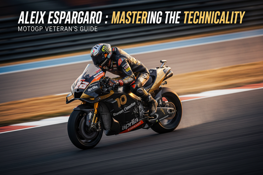 Aleix Espargaro MotoGP veteran Aprilia rider navigating a technical circuit section with precision - EA Gears rider profile