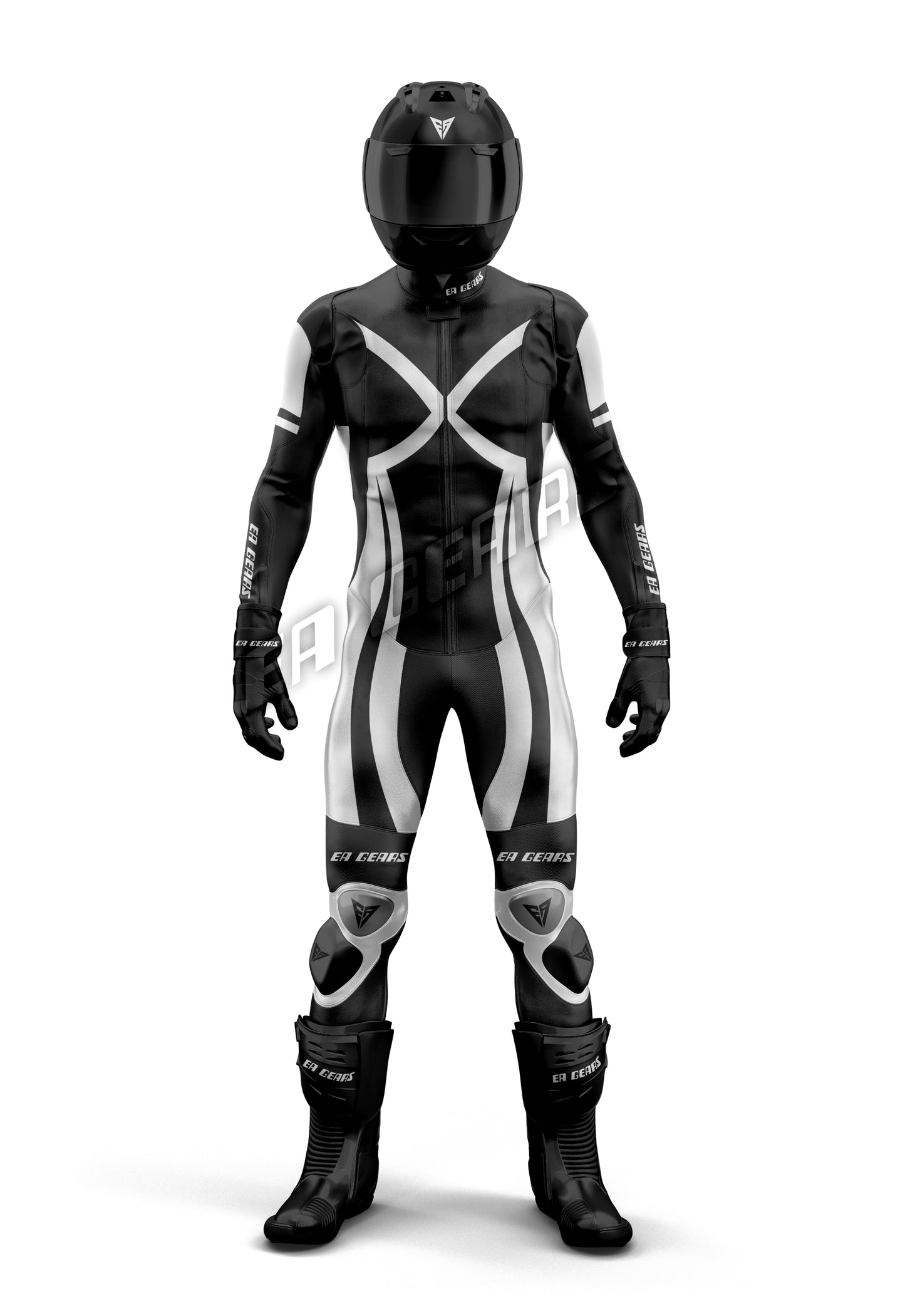 black white one piece & two piece motorcycle leather racing suit