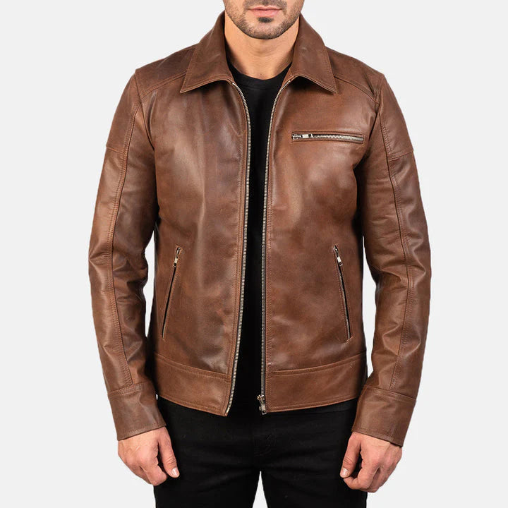 Genuine-cowhide-motorcycle-jacket-with-silver-hardware