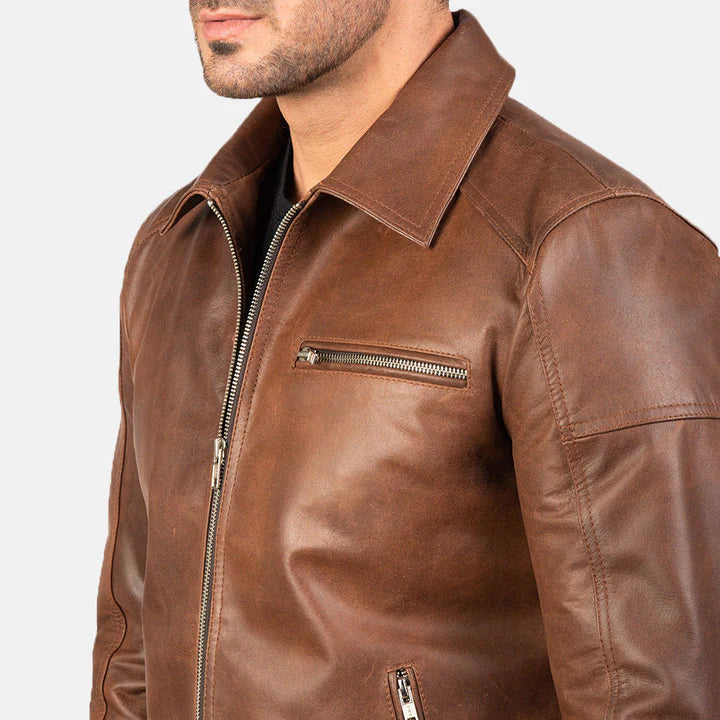 Close-up-of-premium-leather-texture-and-YKK-zipper