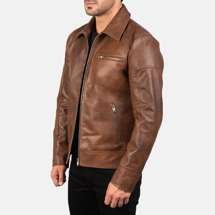 Genuine-cowhide-motorcycle-jacket-with-silver-hardware