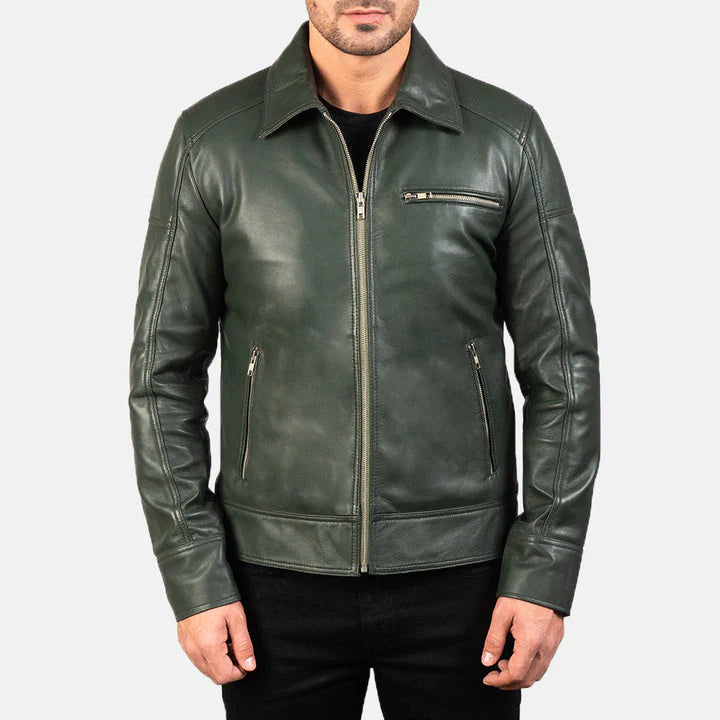 Allaric-Alley-men-black-leather-biker-jacket-front-view