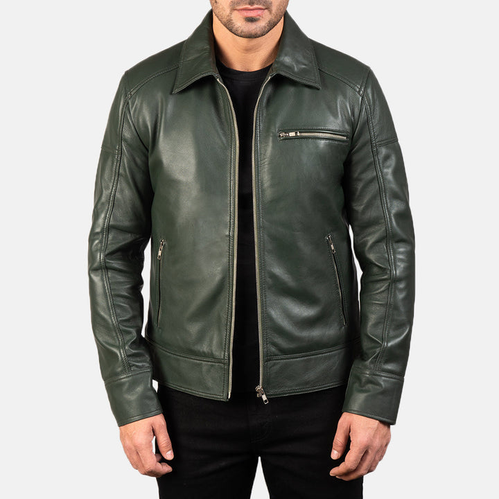 Allaric-Alley-men-black-leather-biker-jacket-front-view-zip