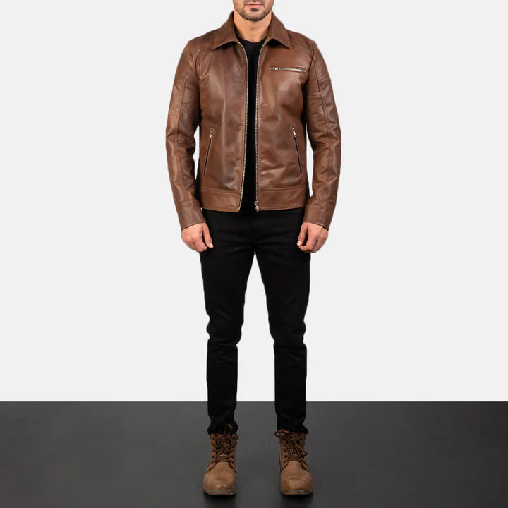 Mens-slim-fit-double-rider-leather-jacket-with-belt