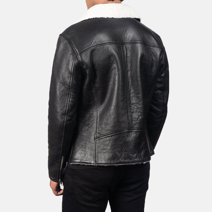Back-view-of-belted-black-leather-jacket-custom-look
