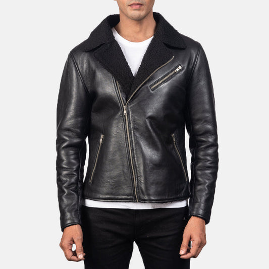 Premium-genuine-leather-cross-zip-jacket-front-view