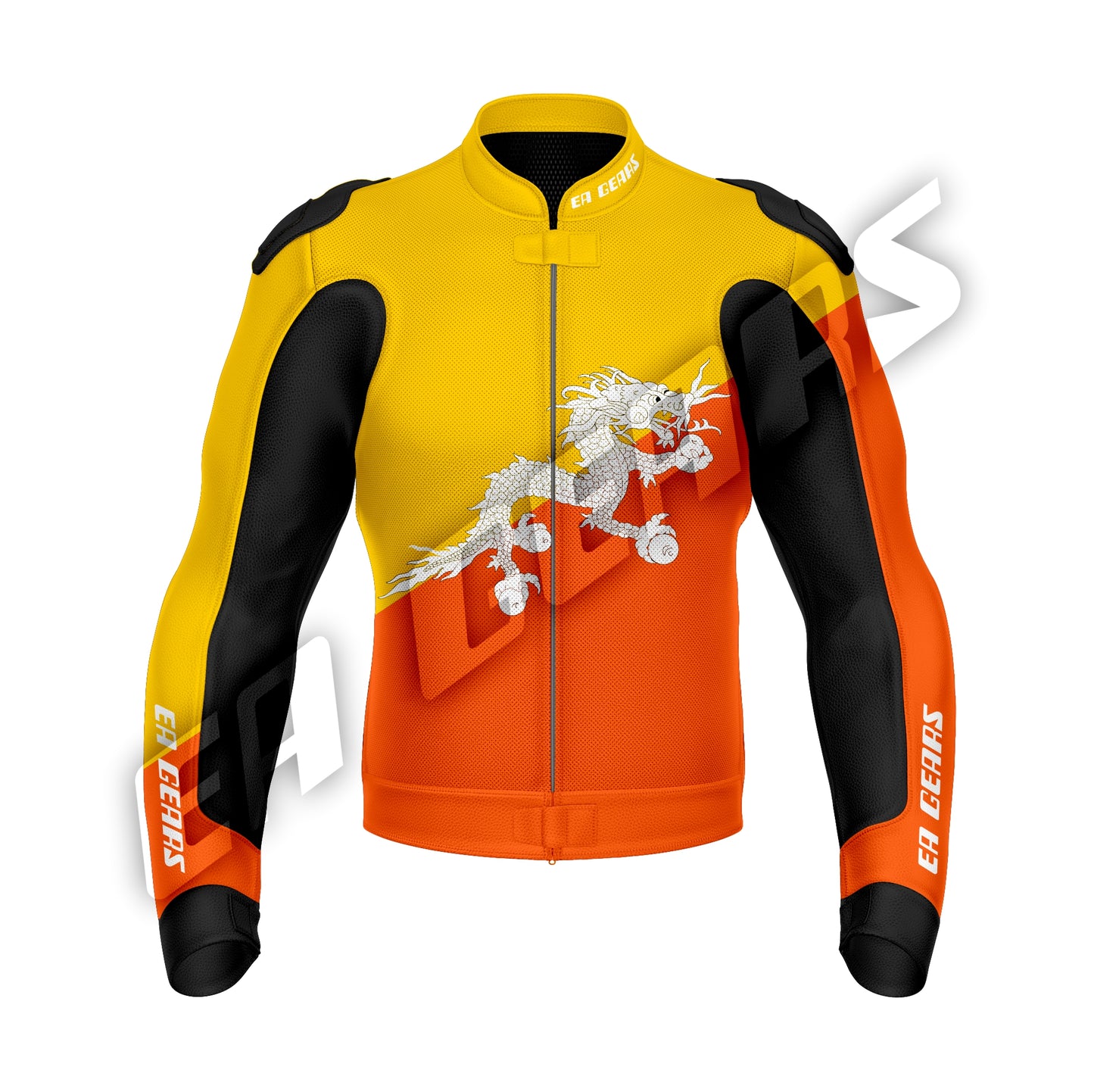 Bhutan flag biker leather jacket with dragon design motorcycle riding gear
