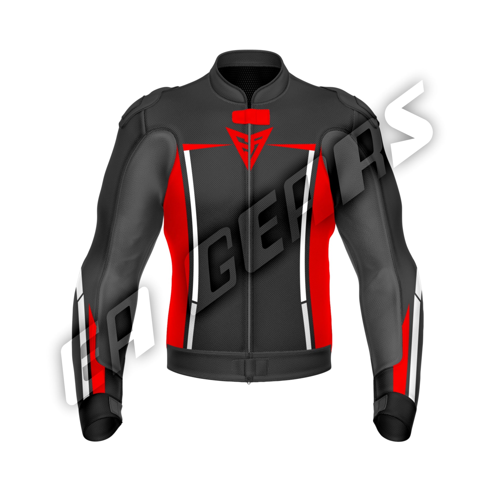 Armored motorcycle riding jacket in black red  white color for street and track riding