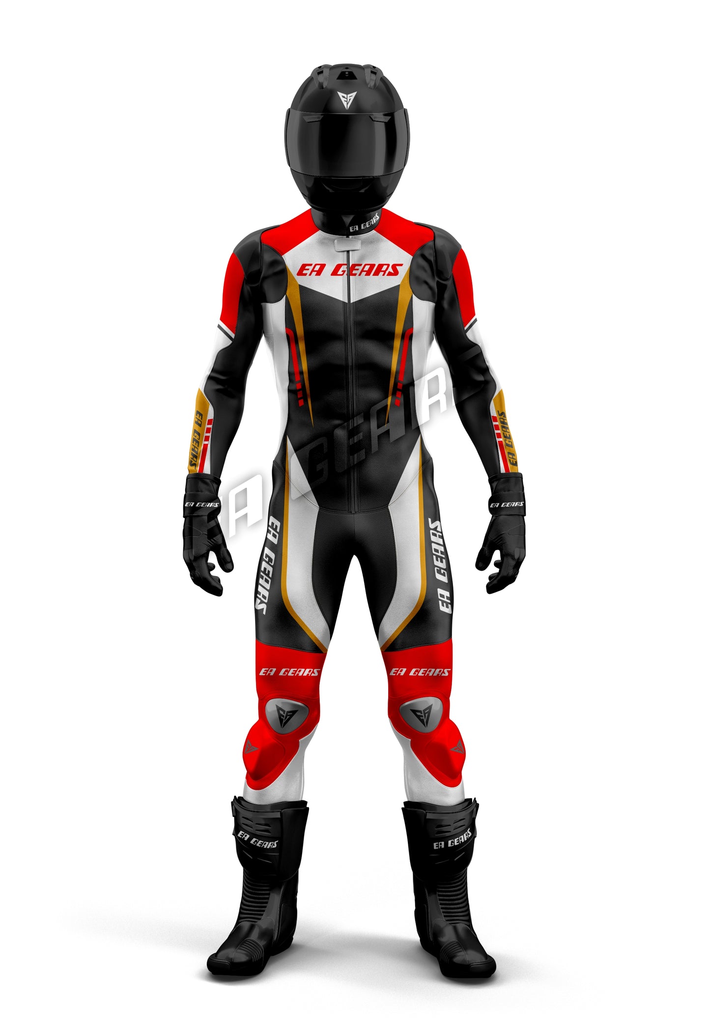 premium leather racing suit gold edition