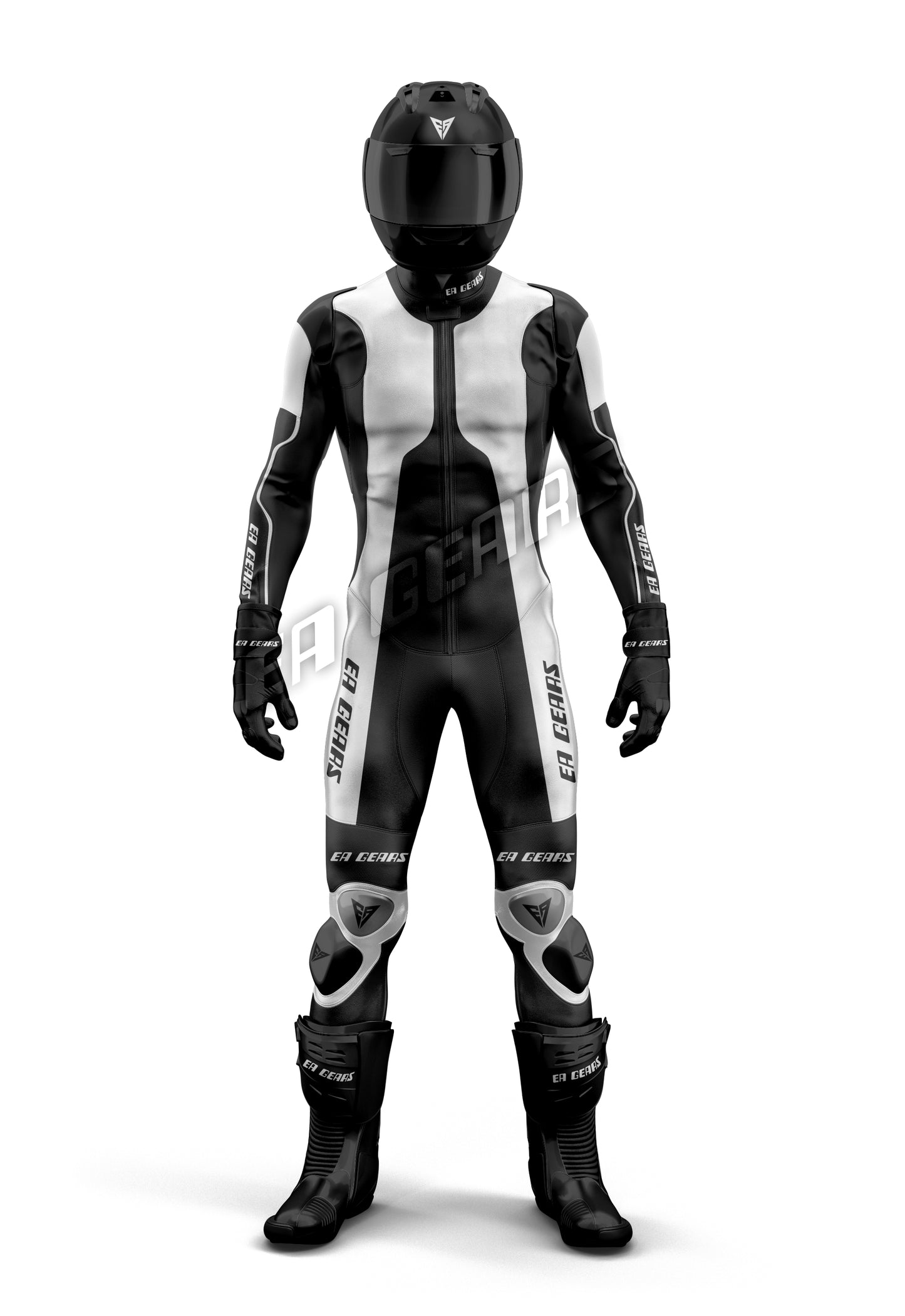 Premium motorcycle racing suit black white designed for sport bike riding