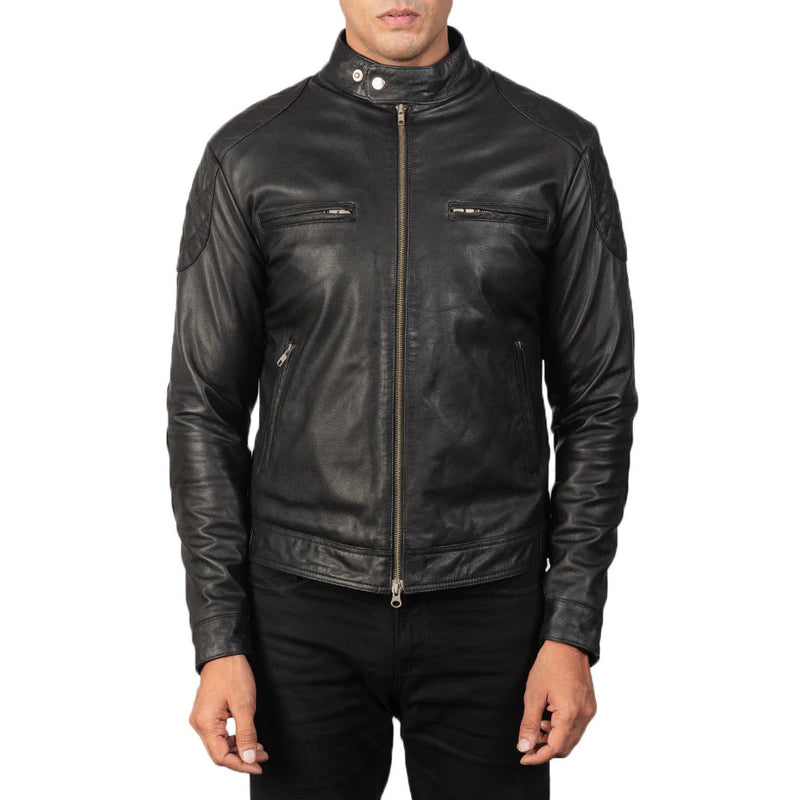 Gatsby-mens-black-quilted-goatskin-leather-biker-jacket-front