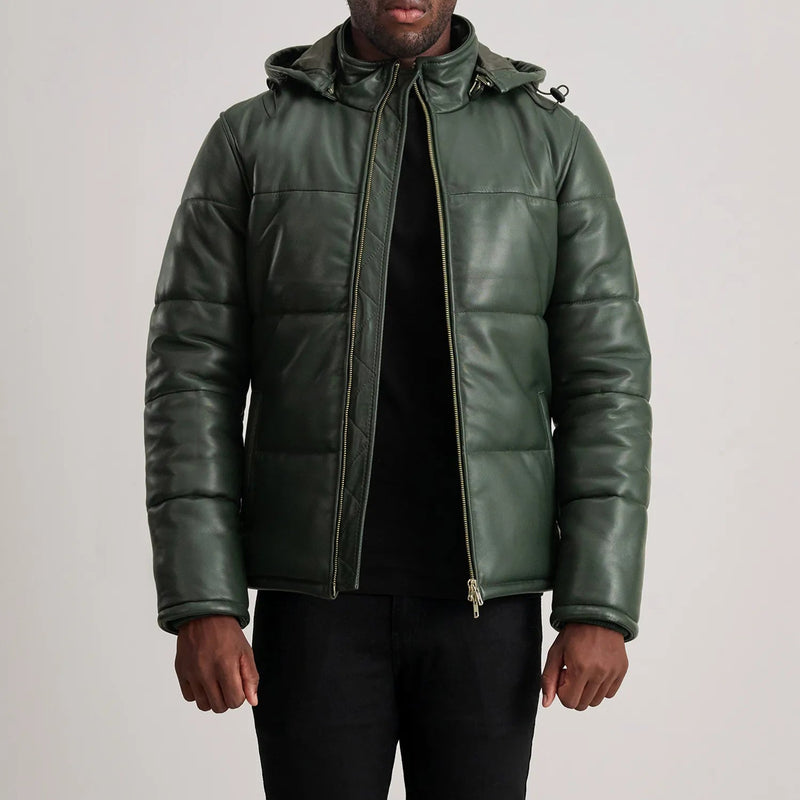 Gordon Green Hooded Leather Puffer Jacket