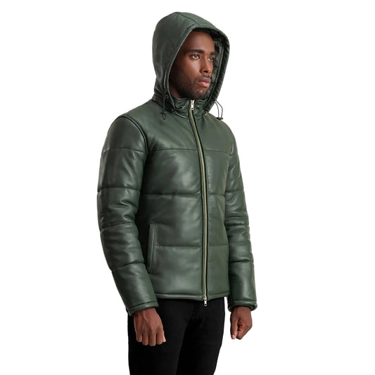 Gordon Green Hooded Leather Puffer Jacket