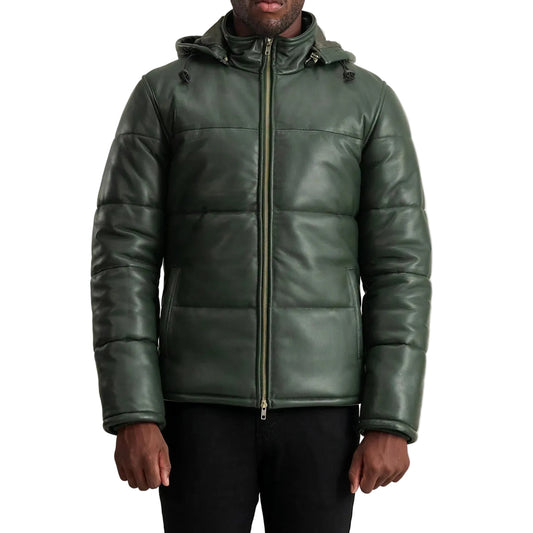 Gordon Green Hooded Leather Puffer Jacket