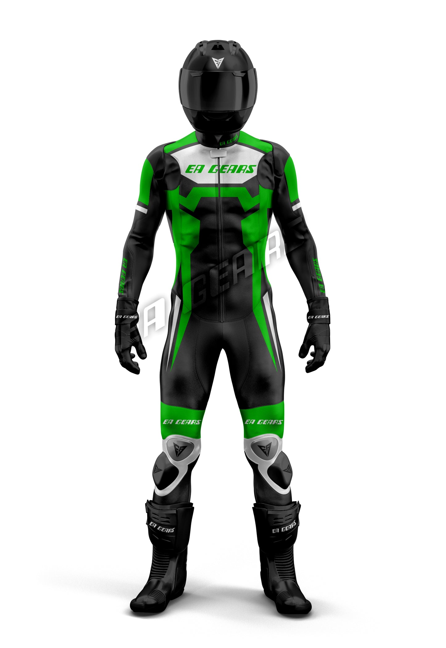 green black white motorcycle leather racing suit
