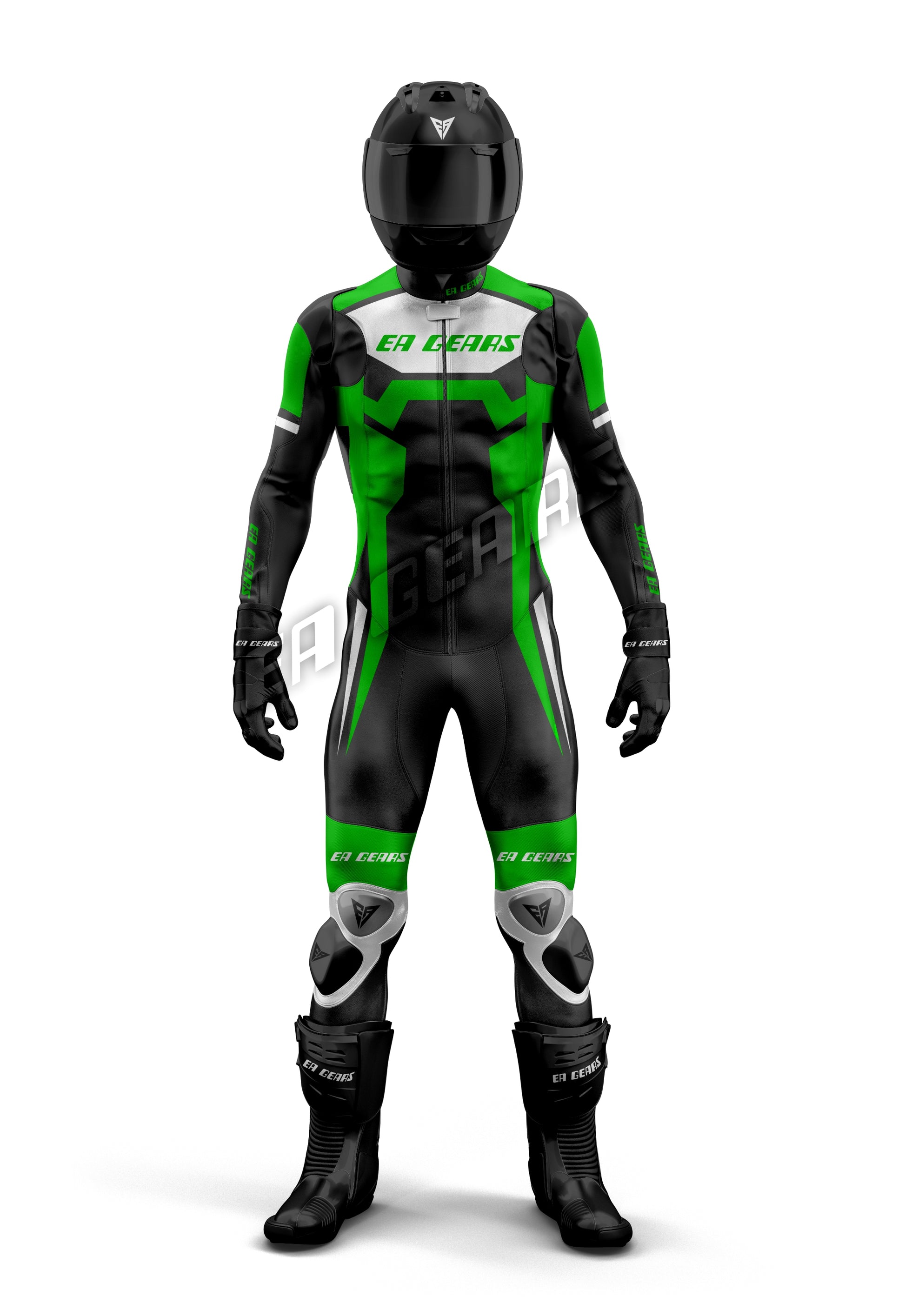 green black white motorcycle leather racing suit