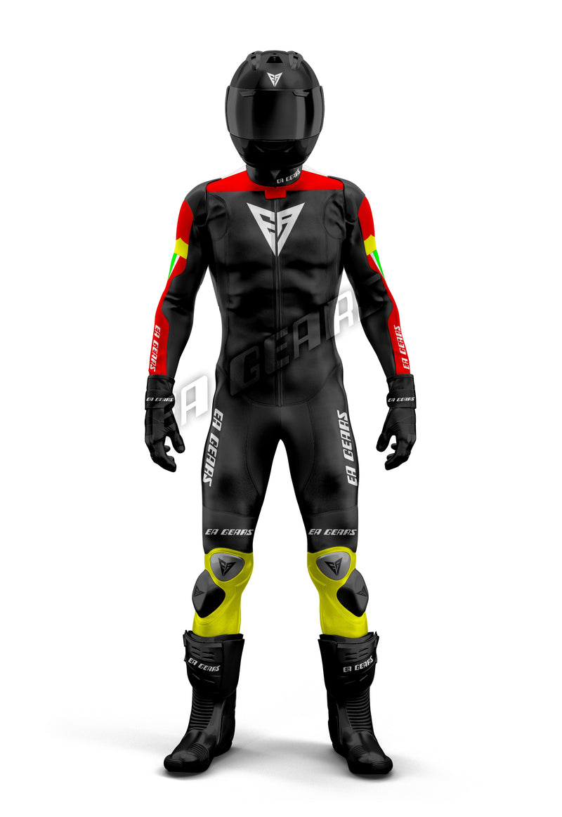 high visibility motorcycle race suit track day leather gear