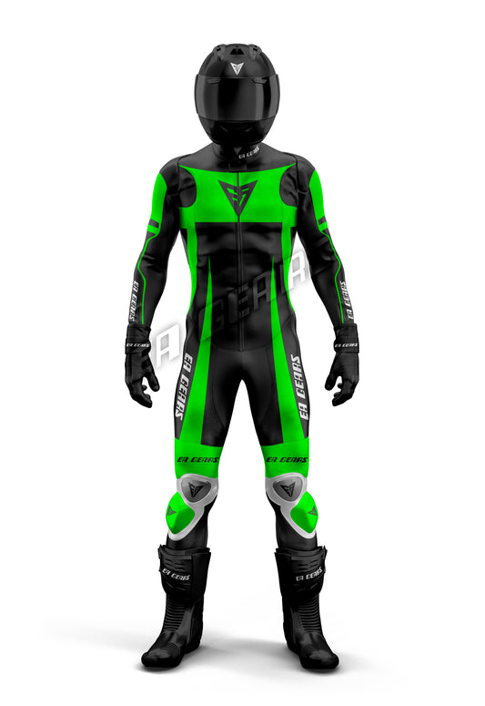 high visibility one piece or two piece motorcycle leather suit for men CE approved