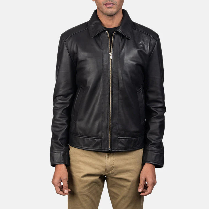 Inferno-mens-black-leather-shirt-collar-jacket-front