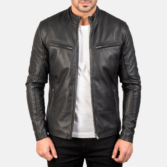 men-ionic-black-leather-minimalist-racer-jacket-front-open-zip