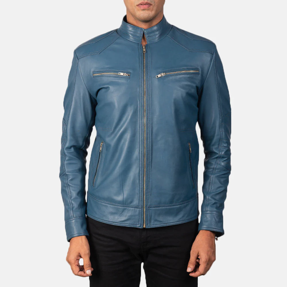 mens-arctic-teal-blue-leather-racer-jacket-front-view