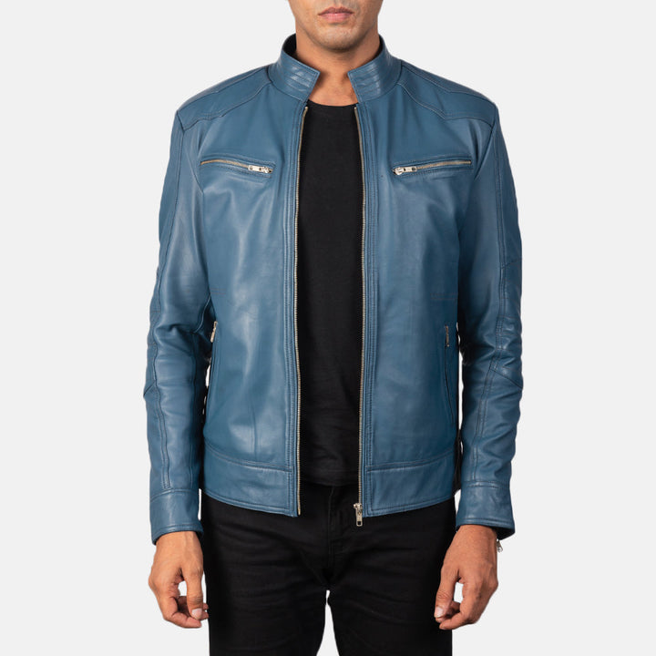triple-stitched-band-collar-on-teal-biker-outerwear