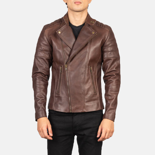 mens-chocolate-brown-double-rider-leather-jacket-front-view