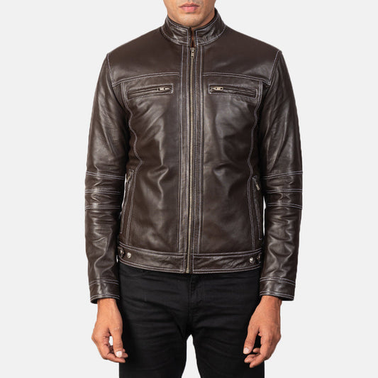 mens-dark-brown-leather-cafe-racer-jacket-front-view