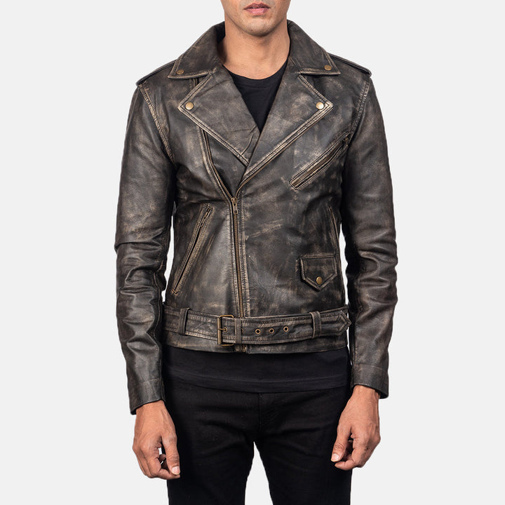 mens-distressed-antique-brown-leather-biker-jacket-front