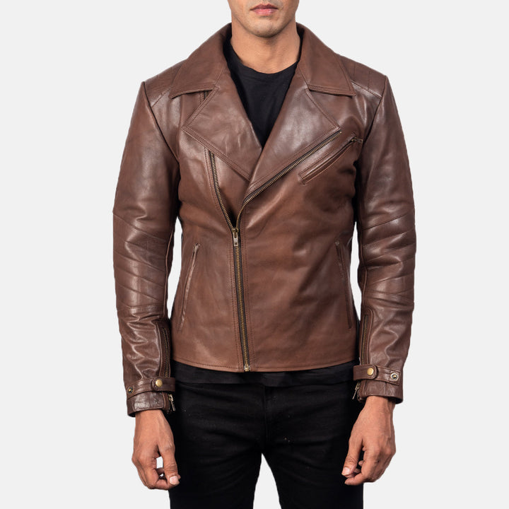 mens-charcoal-brown-distressed-leather-biker-jacket-front