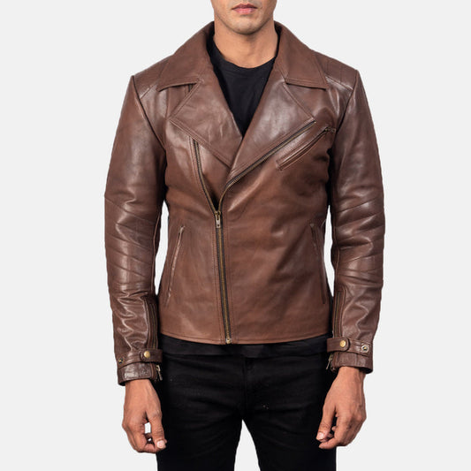 mens-charcoal-brown-distressed-leather-biker-jacket-front