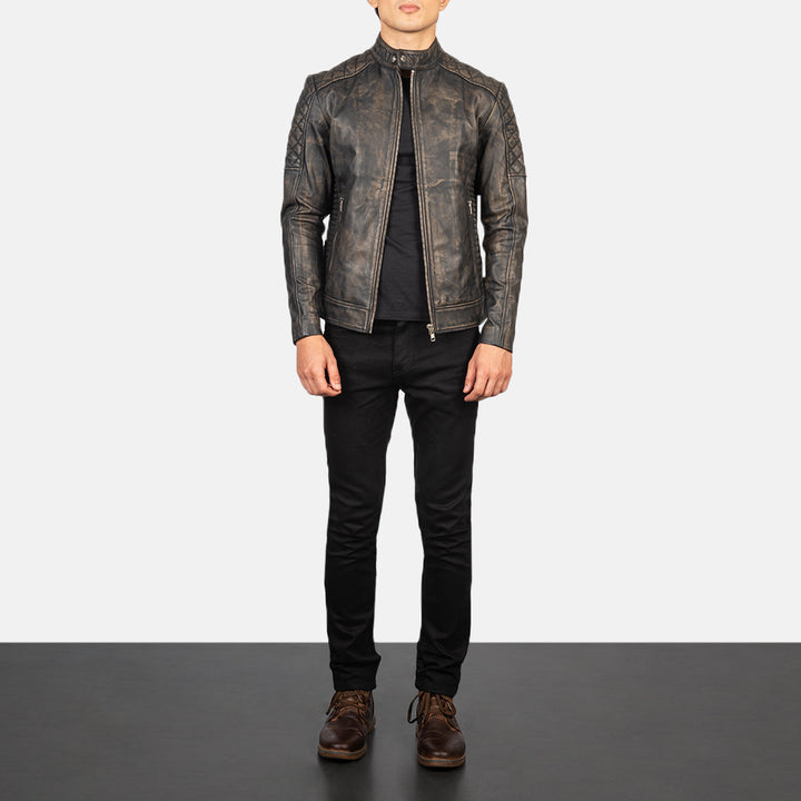 mens-distressed-charcoal-grey-cafe-racer-leather-jacket