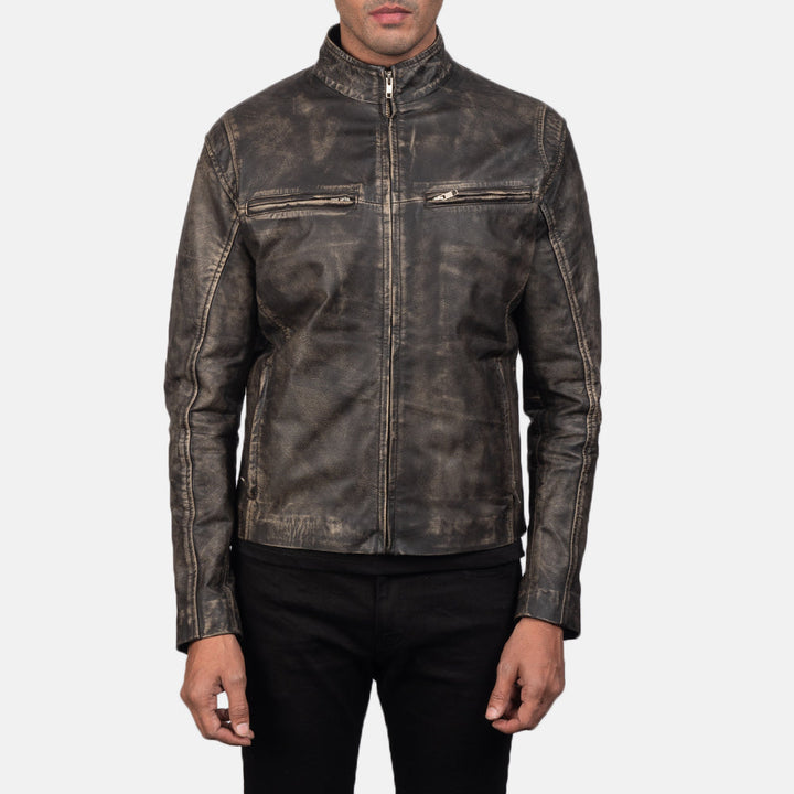 men-distressed-grey-leather-cafe-racer-jacket-front