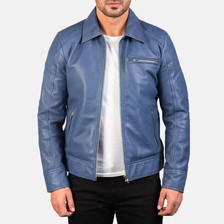 mens-dusty-slate-blue-leather-jacket-front-view-zip