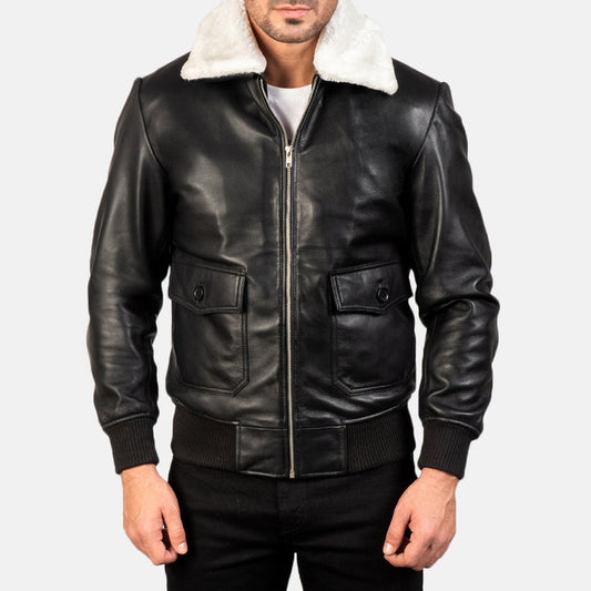 mens-black-leather-bomber-jacket-with-white-shearling-collar