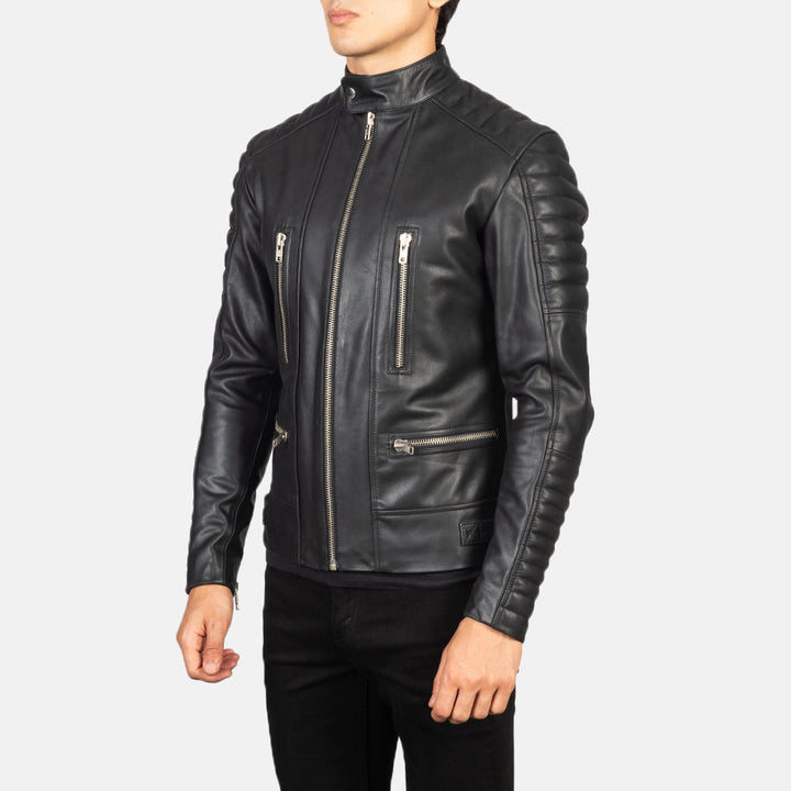 mens-black-leather-field-jacket-with-arm-stripes