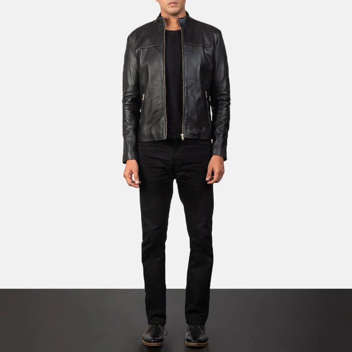 Slim-fit-men-motorcycle-jacket-with-standing-collar