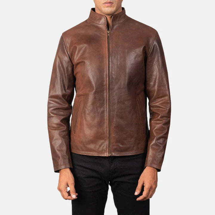 mens-black-leather-cafe-racer-jacket-front-view