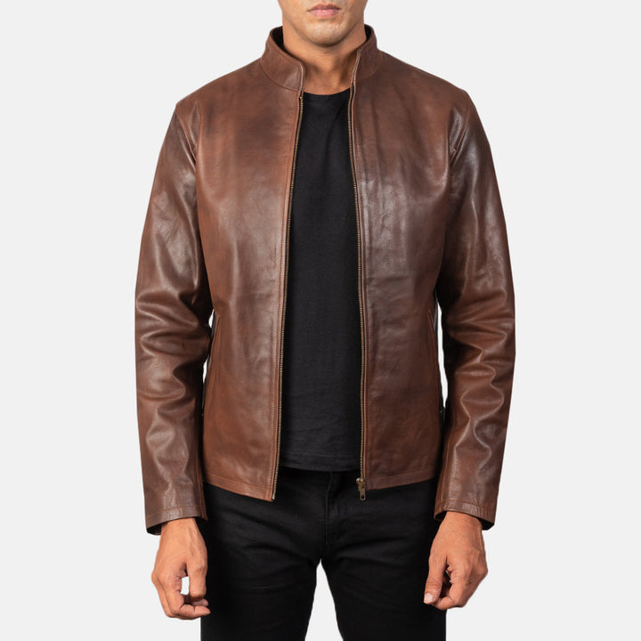 mens-black-leather-cafe-racer-jacket-front-view-zip