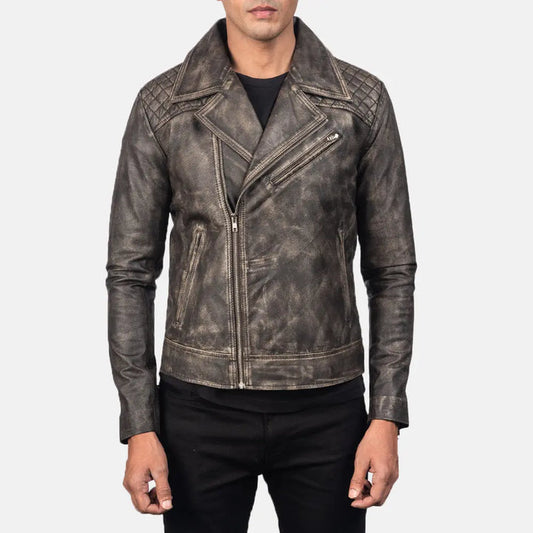 mens-vintage-distressed-brown-leather-biker-jacket-front