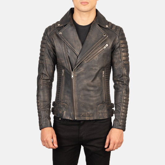 asymmetrical-leather-jacket-front-view-hand-distressed-finish