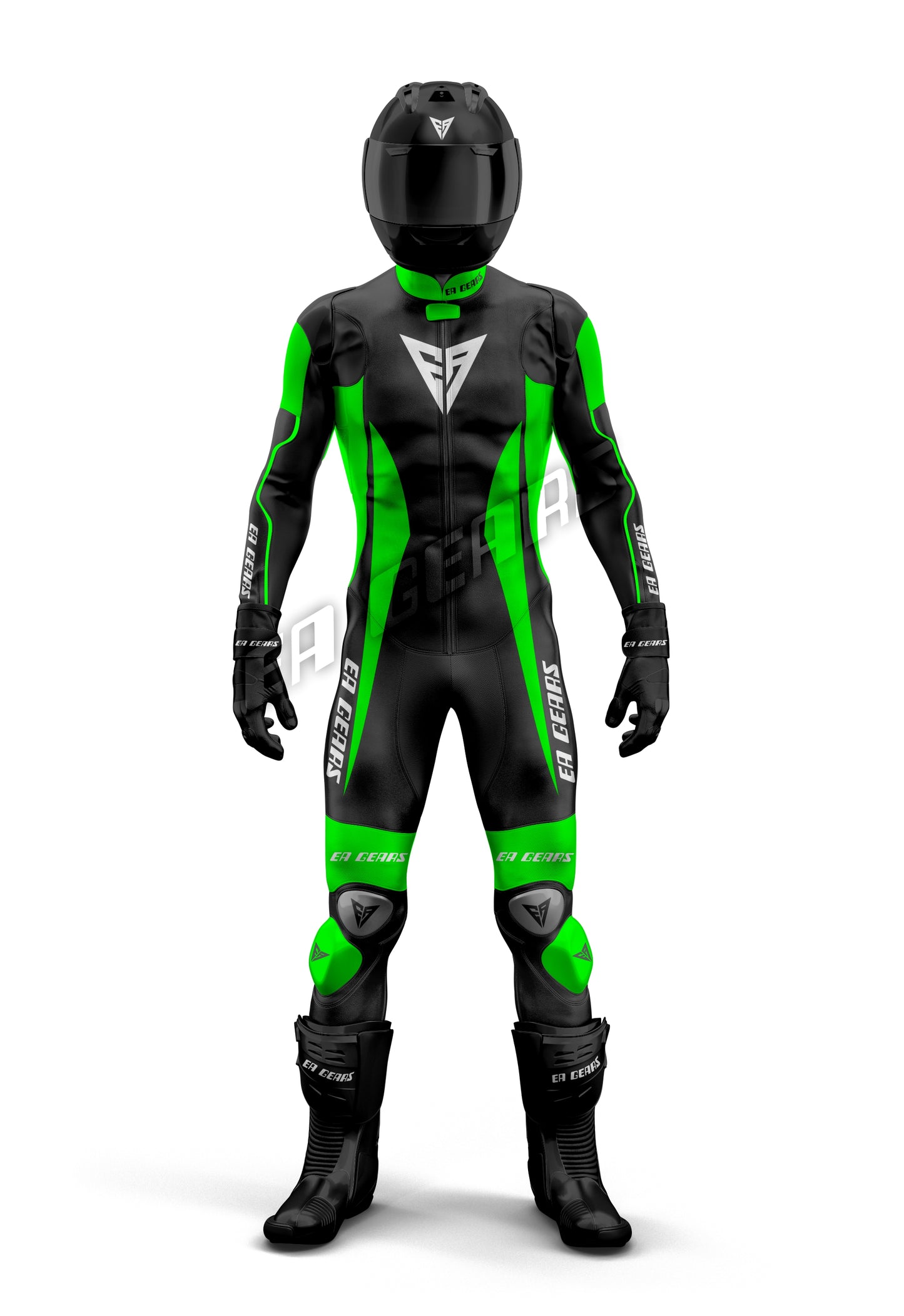 men motorcycle racing leather suit one piece and two piece black green CE approved