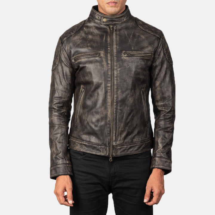 Noah-deep-mocha-brown-leather-biker-jacket-front-view