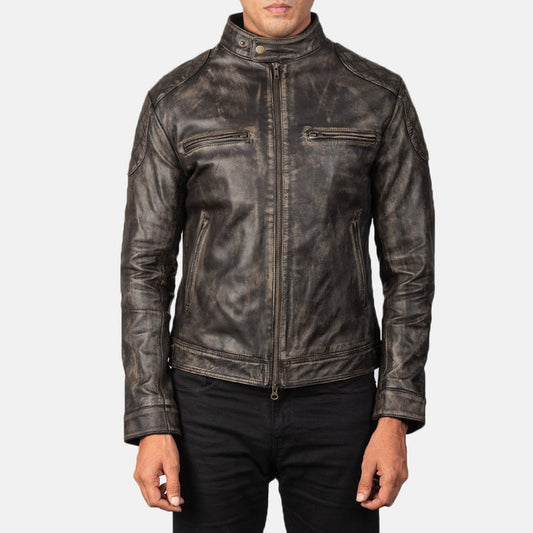Noah-deep-mocha-brown-leather-biker-jacket-front-view