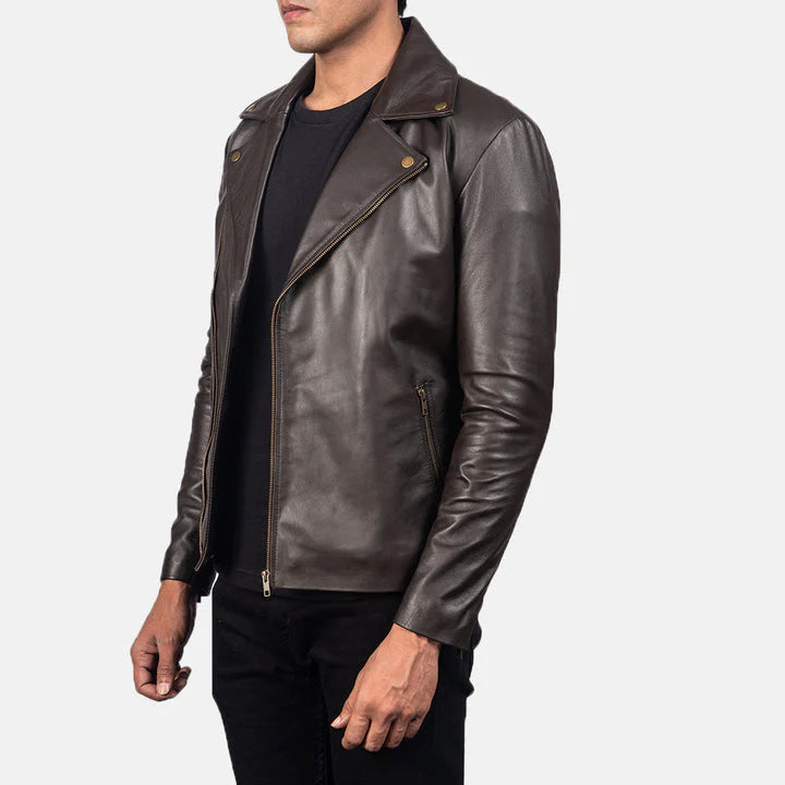 Close-up-of-high-quality-brown-leather-texture-biker-style
