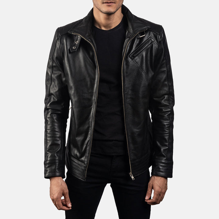 Nomad-mens-tobacco-leather-trucker-jacket-front-zip
