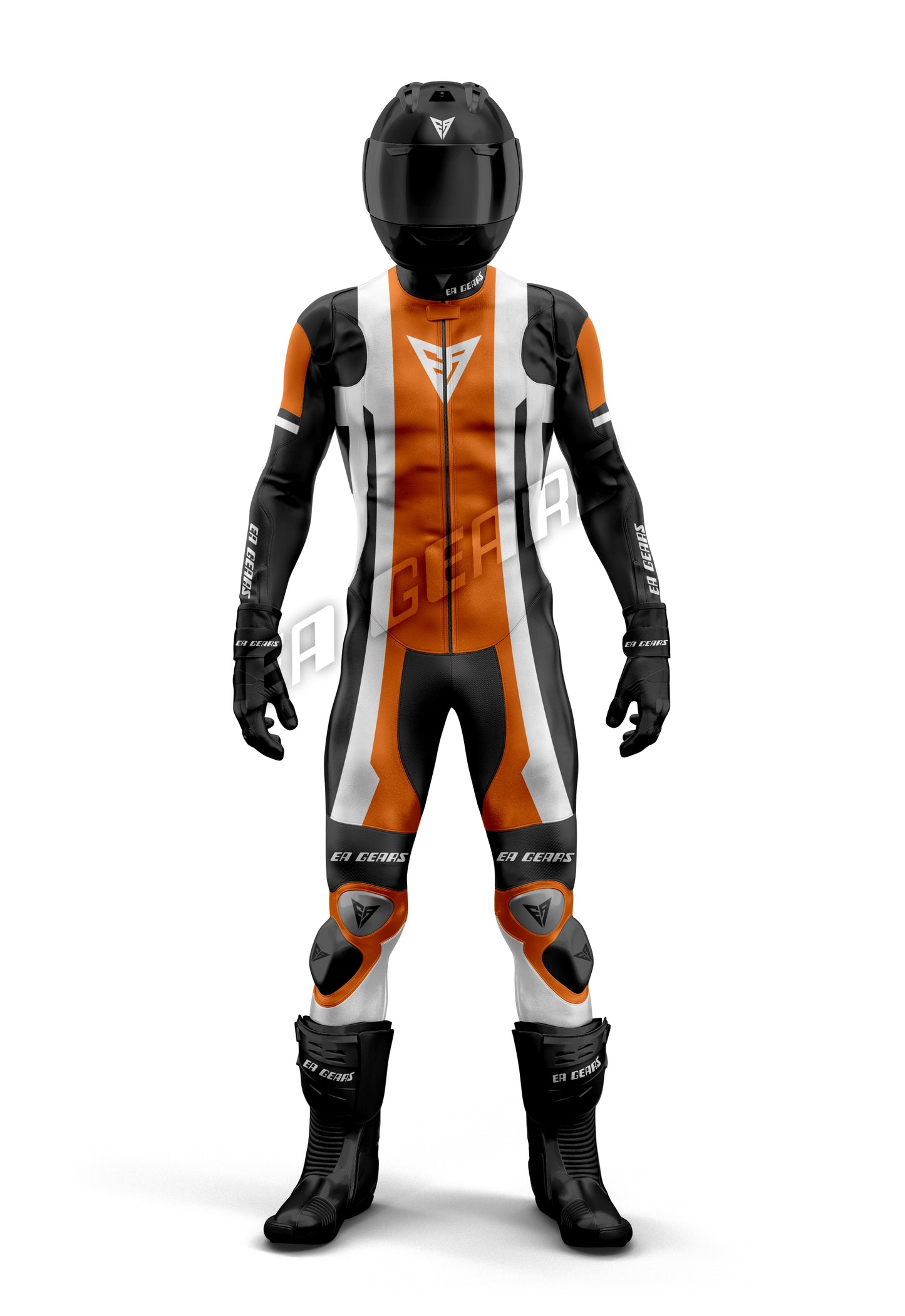 track racing leather suit orange black
