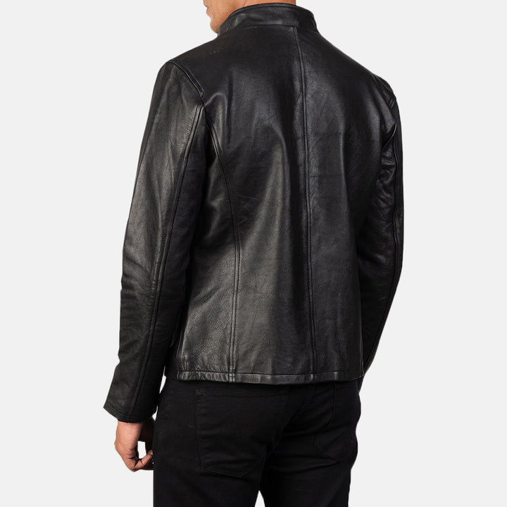 Back-view-of-slim-fit-black-leather-racer-jacket