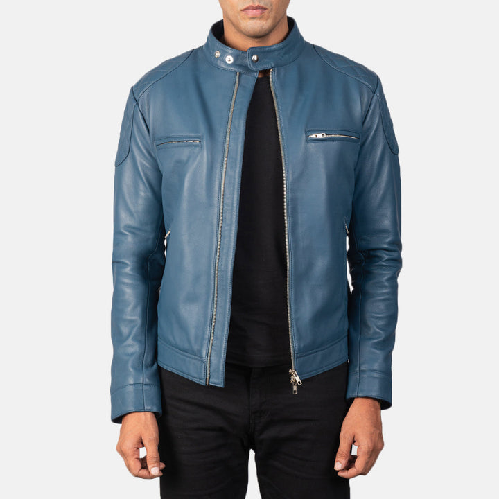 mens-steel-blue-leather-biker-jacket-front-view-zip