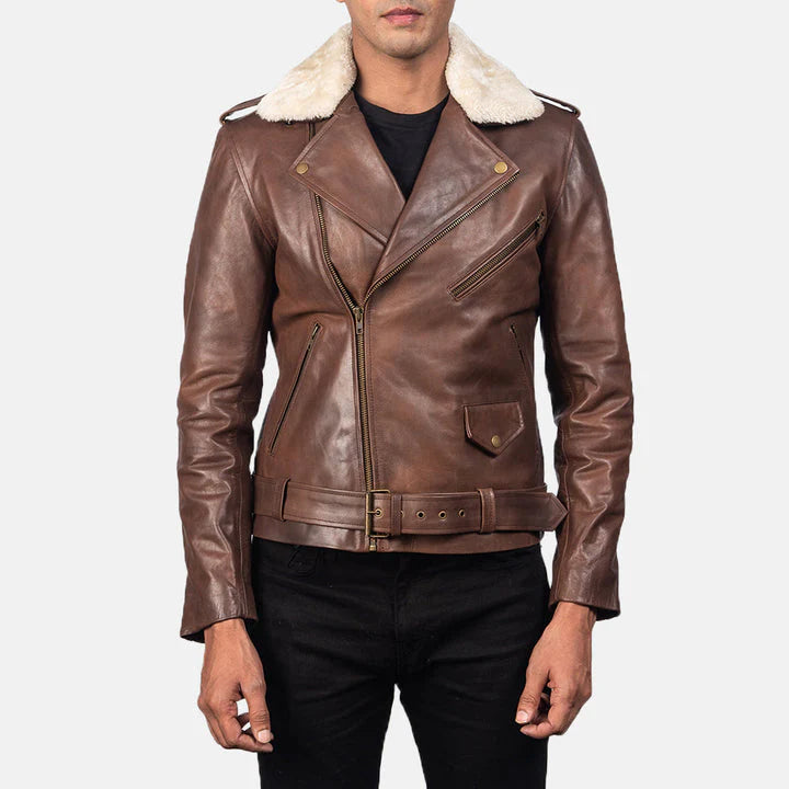 men-brown-leather-biker-jacket-with-white-fur-collar
